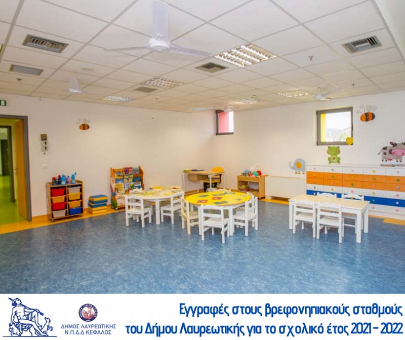 Εγγραφές βρεφών και νηπίων για το σχολικό έτος 2021 - 2022 στους Βρεφονηπιακούς Σταθμούς του Ν.Π.Δ.Δ. ΚΕΦΑΛΟΣ ΔΗΜΟΥ ΛΑΥΡΕΩΤΙΚΗΣ.